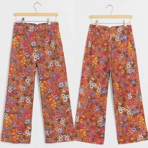 Anthropologie / Maeve Floral Wide Leg High Waist Crop Pants